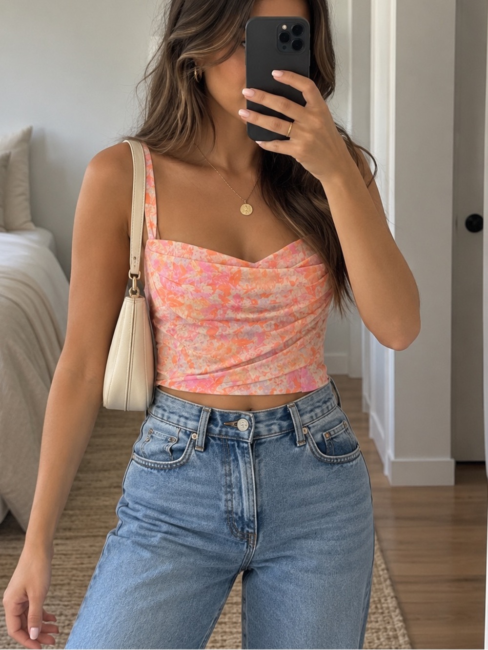 Free People Pink Floral Corset Crop Top Bustier Cami Size Small